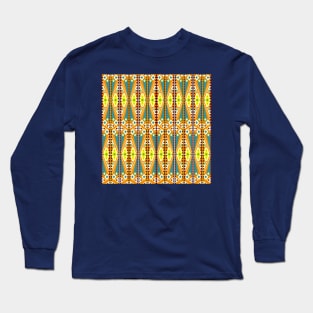 Orange and Blue Tribal Geometry Long Sleeve T-Shirt